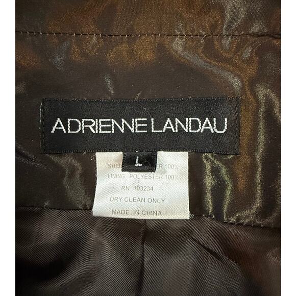 Vtg 90s Adrienne Landau Brown Iridescent Double Breasted Trench Coat Sz L - Picture 6 of 6